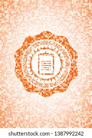list icon inside orange mosaic emblem with background