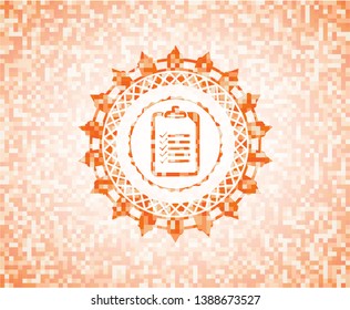 list icon inside orange mosaic emblem with background