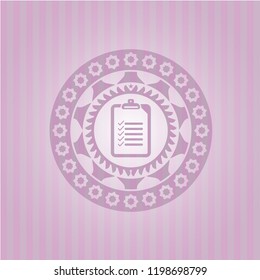 list icon inside pink emblem. Retro