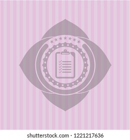list icon inside pink emblem