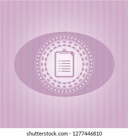 list icon inside pink emblem