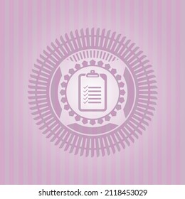 list icon inside pink emblem. Retro. Elegant design. 