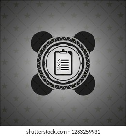 list icon inside realistic black emblem