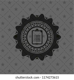 list icon inside realistic dark emblem