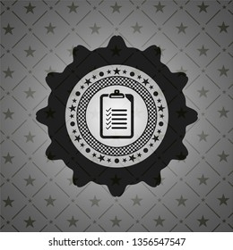 list icon inside realistic dark emblem