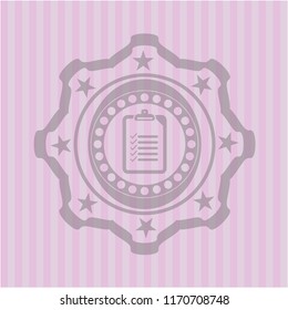 list icon inside realistic pink emblem