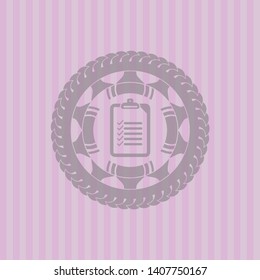 list icon inside realistic pink emblem