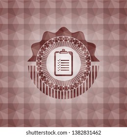 list icon inside red badge with geometric background. Seamless.
