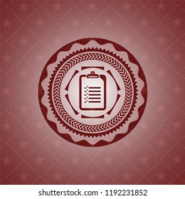 list icon inside red emblem. Vintage.