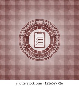 list icon inside red geometric badge. Seamless.