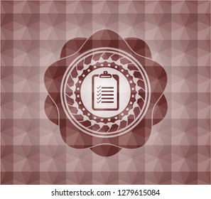 list icon inside red geometric emblem. Seamless.
