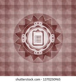 list icon inside red geometric emblem. Seamless.