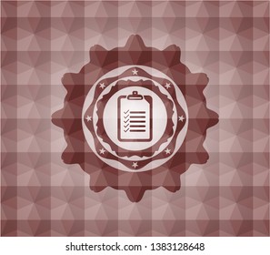 list icon inside red geometric badge. Seamless.