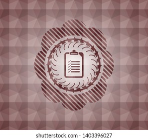 list icon inside red geometric emblem. Seamless.