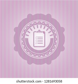 list icon inside retro pink emblem