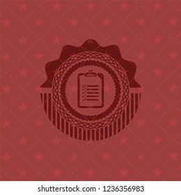 list icon inside retro style red emblem