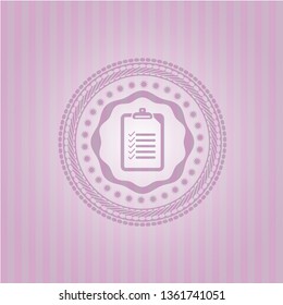 list icon inside retro style pink emblem