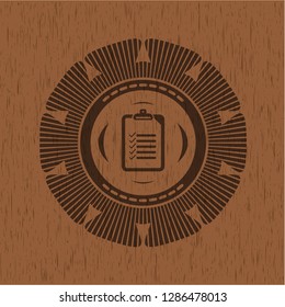 list icon inside retro wood emblem