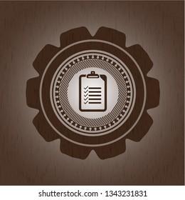 list icon inside retro wooden emblem