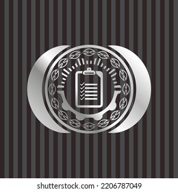 icono de lista dentro de la placa de plata o emblema. 