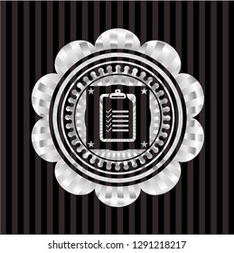 list icon inside silver shiny badge