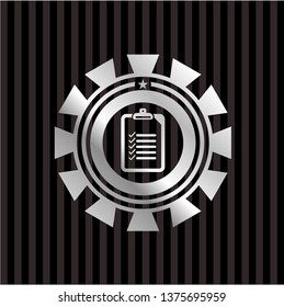 list icon inside silver shiny emblem