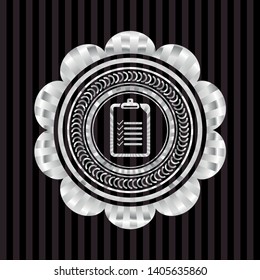 list icon inside silver shiny emblem