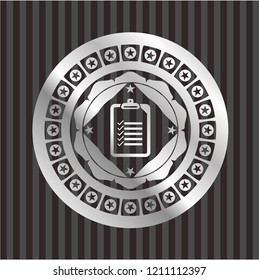 list icon inside silvery emblem