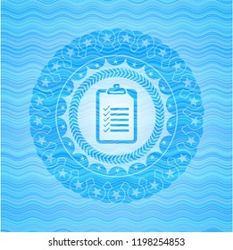 list icon inside water concept emblem background.