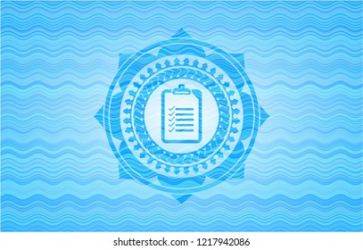 list icon inside water representation style emblem.