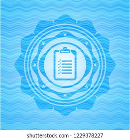 list icon inside water representation badge.