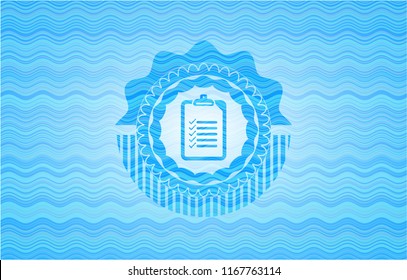 list icon inside water wave badge background.