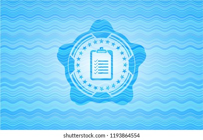 list icon inside water wavec oncept emblem.
