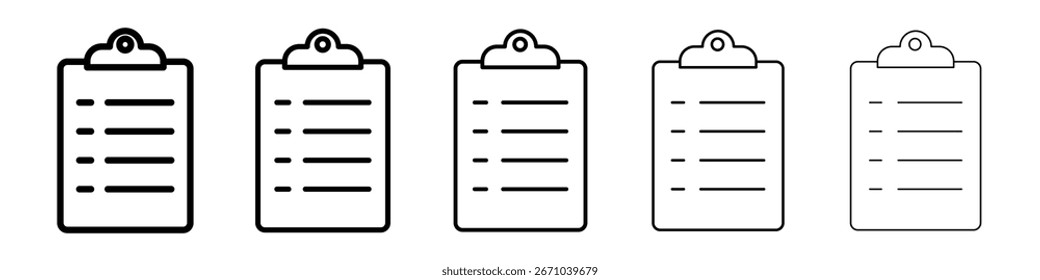 Logotipo de icono de lista en colección de líneas de trazo
