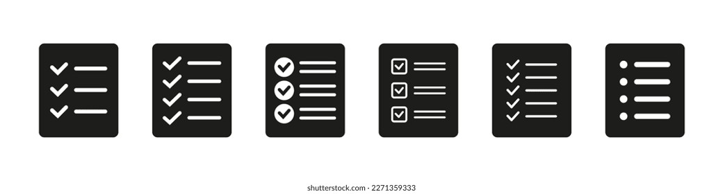 List icon, Menu symbol, Checklist icon solid style, glyph flat icon. Vector design element.