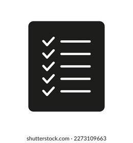 Icono de lista, símbolo de menú, estilo sólido de icono de lista de verificación, icono plano de glifo. Elemento de diseño de vectores.