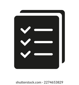 Liste Symbol, Menü Symbol, Checklist Symbol solide Stil, glyph flach Symbol. Vectordesign-Element.