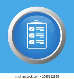 list icon on beautiful round button. Glossy button, vector illustration