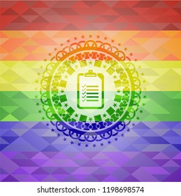 list icon on mosaic background with the colors of the LGBT flag