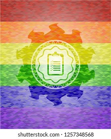 list icon on mosaic background with the colors of the LGBT flag