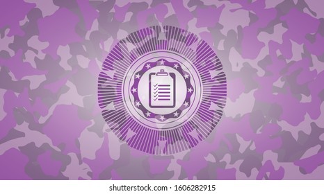 list icon on pink camo texture