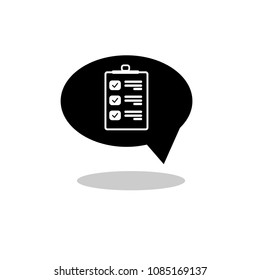 list icon on speech bubble, vector illustration