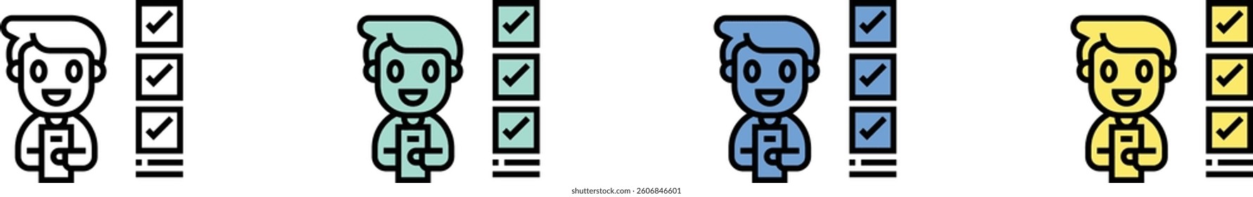 list icon. Outline, Green, Blue and Yellow Style Design Isolated On White Background