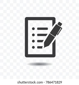 List Icon With Pen Or Sign Up Icon Vector Illustration On Transparent Background.