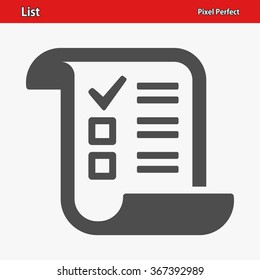 List Icon. Professional, pixel perfect icons optimized for both large and small resolutions. EPS 8 format.