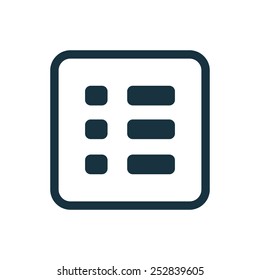 list icon Rounded squares button, on white background 