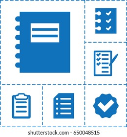 List icon. set of 6 list filled icons such as check list, clipboard, checklist, paper, notepad