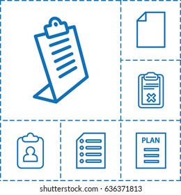 List icon. set of 6 list outline icons such as clipboard, paper