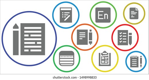 list icon set. 9 filled list icons.  Simple modern icons about  - Sheet, List, Encore, Notes, Clipboard, Note, Shopping Exam, Notepad