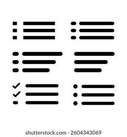 List icon set. Checklist on the clipboard line icon with checkmarks, checklist, document, bullet, square point sign collection illustration.
